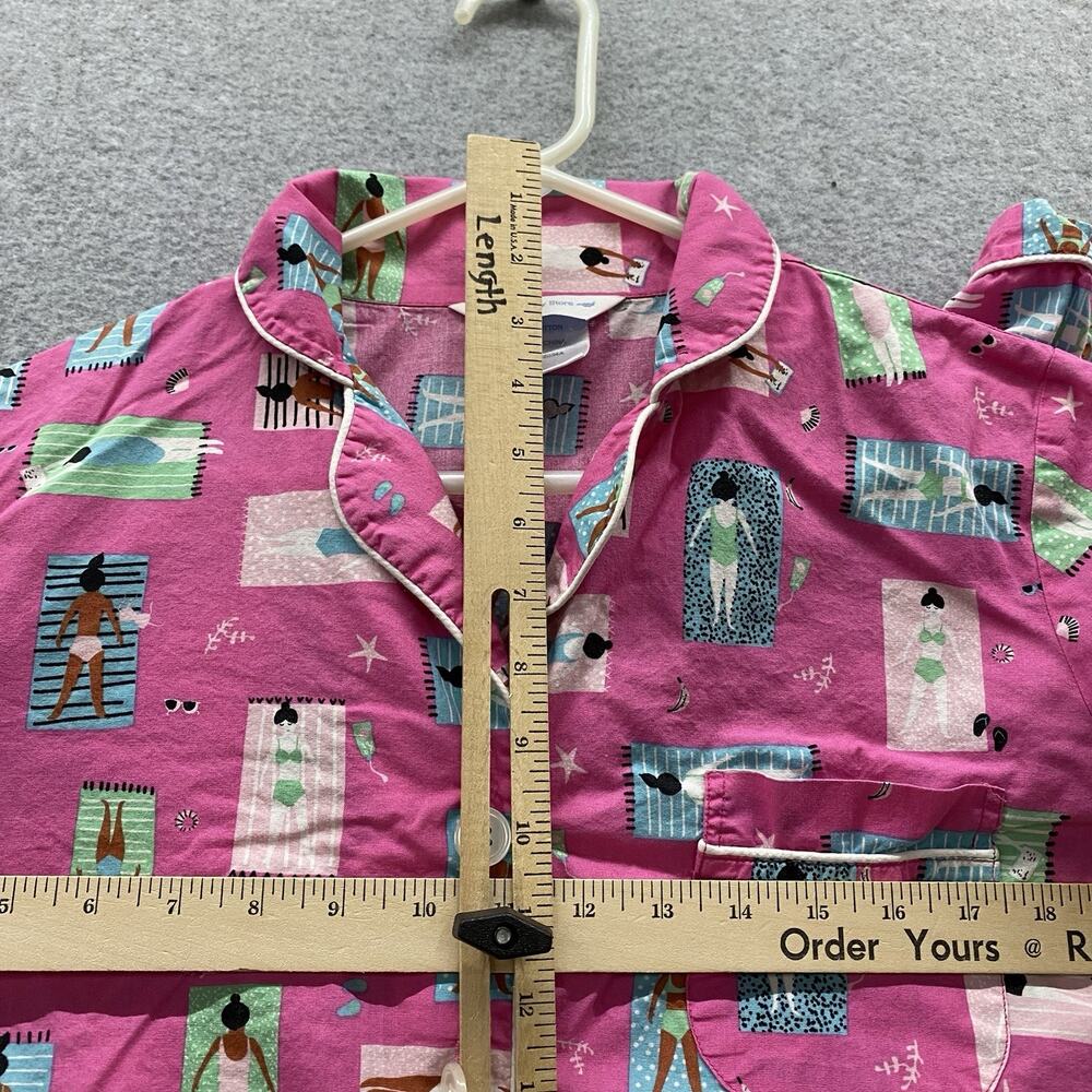 The Company Store Pajama Top M Pink Beach Pool Print Flannel Button Up Sleepwear - Picture 5 of 8